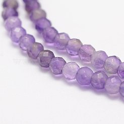 天然石アメジストビーズ連売り  多面カット  ラウンド  3mm  穴：0.5~0.6mm  約127~135個/連  15.3~15.7インチ（39~40cm）&nbsp;LS-G-F460-50