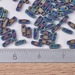 MIYUKIクォーターティラビーズ  日本製シードビーズ  2穴  （qtl401fr）マットブラックab  5x1.2x1.9mm  穴：0.8mm  約480PCS /ボトル  10 G /ボトル&nbsp;SEED-JP0008-QTL0401FR