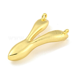 ラックメッキ真鍮チャーム  カドミウムフリー＆鉛フリー  兎  18KGP本金メッキ  30.5x15x6mm  穴：1.5mm&nbsp;KK-Z053-19G