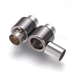 304ステンレススチール製マグネット留め具、接着端付き  コラム  ガンメタ色  16x10mm  穴：6mm&nbsp;STAS-F123-09B