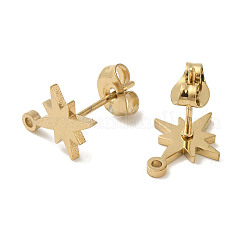 イオンプレーティング（IP）304ステンレススチールスタッドピアス金具  スター  ゴールドカラー  12x9.5~11mm  穴：1.2mm  ピン：0.7x11mm&nbsp;X-STAS-I206-57G