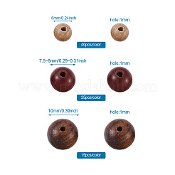 天然木のビーズ  ラウンド  ミックスカラー  6~10mm  穴：1mm  240個/セット&nbsp;WOOD-TA0002-42