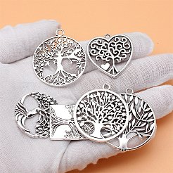 チベット風アロイペンダント6個  生活のチャームの木  アンティークシルバー  30~48x20~45mm&nbsp;PW-WG3E7ED-01