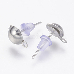 鉄スタッドピアスパーツ  プラスチック製ピアスキャッチとカン付き  プラチナ  6mm  穴：1mm  ピン：1mm&nbsp;LS-IFIN-F136-6mm-08P