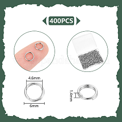 304ステンレススチール製スプリットリング400個  ダブルループ丸カン  ステンレス鋼色  6x1.4mm  内径：4.6mm&nbsp;FIND-UN0016-08
