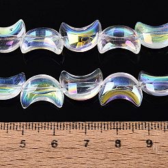 電気メッキ透明ガラスビーズ連売り  ムーン  ABカラーメッキ  クリアAB  14x10~11x6~6.5mm  穴：1~1.2mm  約46~51個/連  22.05~25インチ（56~63.5cm）&nbsp;EGLA-N057-09A-01