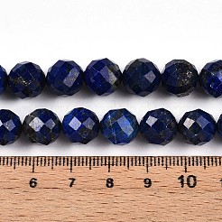 天然石ラピスラズリビーズ連売り  ファセット加工を施した丸型  9~10mm  穴：0.9mm  約19~20個/連  7.40~7.80''（18.8~19.8センチメートル）&nbsp;G-S345-10mm-24