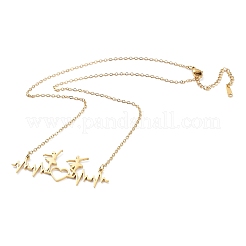 女性用304ステンレスペンダントネックレス  ダンサーとの心  ゴールドカラー  17.72インチ（45cm）&nbsp;LS-NJEW-C020-01G