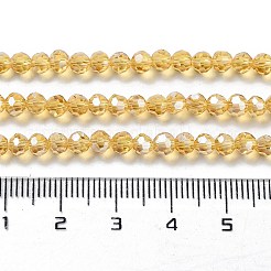 電気メッキガラスビーズ連売り  パール光沢メッキ  ファセット（32ファセット）  ラウンド  ライトカーキ  4mm&nbsp;EGLA-R015-4mm-30