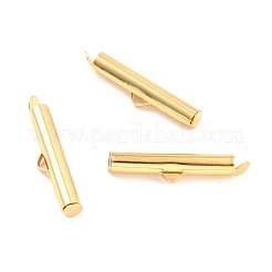 304ステンレススチール製スライドエンドクラスプチューブ  スライダエンドキャップ  18KGP本金メッキ  25x6x4mm  穴：3.5x1.5mm  内径：3mm&nbsp;X-STAS-C044-08C-G
