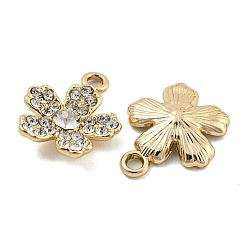 UVメッキ合金クリスタルラインストーンペンダント  花のチャーム  ゴールドカラー  19.5x16x4mm  穴：2.2mm&nbsp;ALRI-C009-02G