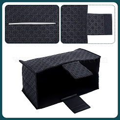 クロステクスチャの合成皮革ティッシュボックス  ナプキンホルダー  長方形  ブラック  182x240x9mm&nbsp;CON-WH0095-208B