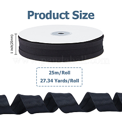 ポリコットンリボン  バッグのストラップ作りに  ブラック  1インチ（25mm）  約27.34ヤード（25m）/ロール&nbsp;OCOR-WH0120-58A