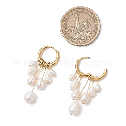 ライスナチュラルパールフープピアス  304ステンレススチール製金具付き  ゴールドカラー  40x14mm&nbsp;EJEW-JE06933-01