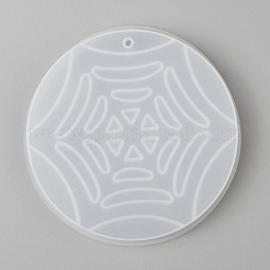 ハロウィンのDIYスパイダーウェブペンダントシリコンモールド  レジン型  UVレジン用  エポキシ樹脂ジュエリー作り  ホワイト  86x11mm  穴：3mm  内径：80mm&nbsp;X-DIY-P006-36