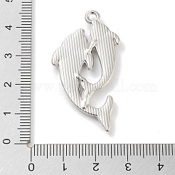 合金ラインストーンペンダント  イルカチャーム  プラチナ  ジェット  42x23x3mm  穴：1.8mm&nbsp;ALRI-S001-09P-02