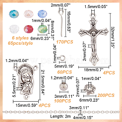 DIYロザリオビーズスタイルのネックレスブレスレット作成キット  クロス&聖母マリア合金ペンダントジュエリーセット  ミックスカラー  8x6mm  穴：1mm&nbsp;DIY-AR0003-72