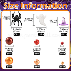 ハロウィンフィル132個、6つのスタイル  プラスチックカボション  abs模造パールビーズ  ミックスカラー  7.5~20mm&nbsp;FIND-SP0004-42