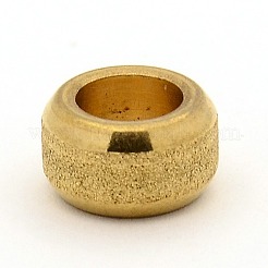 201ステンレススチールテクスチャビーズ  大穴ロンデルビーズ  イオンプレーティング（ip）  ゴールドカラー  11x6mm  穴：6mm&nbsp;STAS-M003-10G