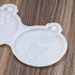 Diyシリコーンペンダント型  レジン型  UVレジン用  エポキシ樹脂ジュエリーペンダント  ホワイト  猫の形  103x175x7.5mm  穴：9mm&nbsp;DIY-A057-02B