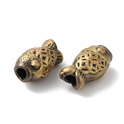 ラックメッキ真鍮製ビーズ  カドミウムフリー＆鉛フリー  魚  ブラッシングアンティークブロンズ  11.5x7x6mm  穴：1.6mm&nbsp;KK-P276-12BAB