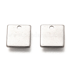 変色しない304ステンレススチールペンダント  正方形  ステンレス鋼色  7x7x0.5mm  穴：1mm&nbsp;STAS-P269-04P