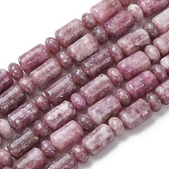 天然レピドライト/パープルマイカストーンビーズ連売り  柱とロンデル  10~11x6.5mm  穴：0.8mm  約28個/連  15.35''（39センチメートル）&nbsp;G-H343-B01-01