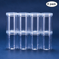 プラスチックビーズコンテナ  コラム  透明  6.4x10cm  8個/セット  容量：250ミリリットル&nbsp;CON-BC0004-59B