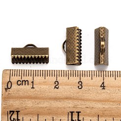アイアン製カシメリボン止めエンドパーツ  ニッケルフリー  アンティークブロンズカラー  約8mm長  16 mm幅  穴：1mm&nbsp;E183Y-AB