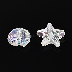 海をテーマにしたABカラーメッキの透明アクリルビーズ  混合図形  透明  10~15x5.5~12x4mm  穴：1.5mm  約2083個/500g&nbsp;TACR-T028-69D