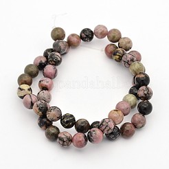 ラウンド天然ロードナイトビーズ連売り  8mm  穴：1mm  約45~48個/連  15インチ&nbsp;X-G-M136-8mm
