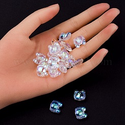 透明な電気メッキガラスビーズ  ABカラーメッキ  カニ  クリアAB  13x14x6.5mm  穴：1mm&nbsp;GLAA-YW0003-08