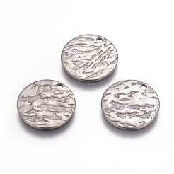 変色しにくいステンレスペンダント  フラットラウンド  ステンレス鋼色  15x1mm  穴：1.5mm&nbsp;STAS-I098-04-P