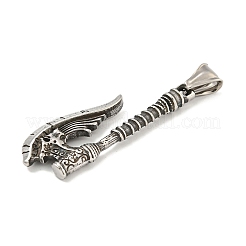 316サージカルステンレスペンダント  斧のチャーム  アンティークシルバー  47x17x5mm  穴：4x7mm&nbsp;STAS-E212-112AS