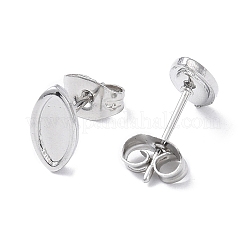 変色しない304ステンレススチールスタッドピアス金具  ピアスのセッティング  馬の目  ステンレス鋼色  9.3x5mm  ピン：0.8mm  トレイ：7.5x3.4mm&nbsp;X-EJEW-I285-02P