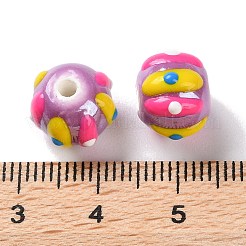 手作り陶器ビーズ連売り  手描きの陶器ビーズ  エナメル  ラウンド  スレートブルー  10~11x9mm  穴：1.5mm  約35個/連  12.80インチ（32.5cm）&nbsp;PORC-L078-01K