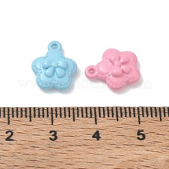 塗装合金チャームをスプレー  花とリボンのチャーム  ミックスカラー  13x11x4mm  穴：1mm&nbsp;AL-CBA5B8E-18