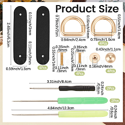 PUレザーサスペンションクラスプ2個、合金Dリング付き  ゴールドカラー  ブラック  41x14mm&nbsp;AJEW-CL0004-98A