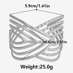 女性用304ステンレススチールカフバングル  くりぬく  ステンレス鋼色  内径：2-3/8インチ（5.9cm）&nbsp;CO0249-1