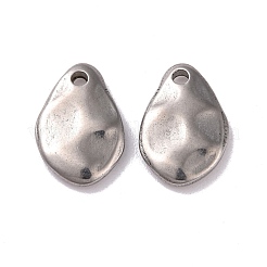 変色しない304ステンレススチールペンダント  ティアドロップ  ステンレス鋼色  14x9x2mm  穴：1.8mm&nbsp;STAS-E032-02P