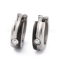 304ステンレススチール、キュービックジルコニア、エナメルイヤリング  手動研磨  ステンレス鋼色  13x4mm&nbsp;EJEW-M001-19P