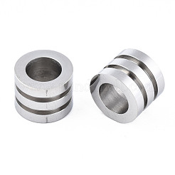 変色しない316サージカルステンレススチールヨーロピアンビーズ  大穴ビーズ  コラム  ステンレス鋼色  10x8mm  穴：6mm&nbsp;STAS-N097-068