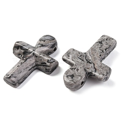 ナチュラルマップストーンペンダント  クロス  35.5x24.5x4mm  穴：1.6mm&nbsp;G-B122-02H