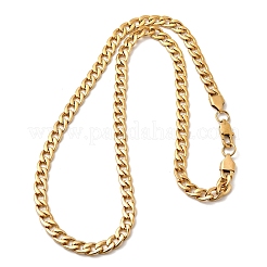 6mm 304ステンレススチール製キューバンリンクチェーンネックレス（女性・男性用）  PVD真空メッキ  22KGP本金メッキ  19.69インチ（50cm）&nbsp;NJEW-B134-01A-G