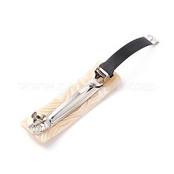 酢酸セルロース（樹脂）ヘアバレッタ  白金鉄パーツ  長方形  淡黄色  84.5x24x14mm&nbsp;LS-PHAR-F012-02B
