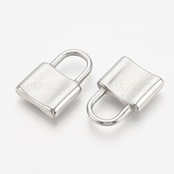 変色しにくい304ステンレススチールペンダント  南京錠  ステンレス鋼色  22x15x4mm  穴：8x8mm&nbsp;X-STAS-T037-04