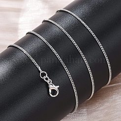 女性用真鍮カーブチェーンネックレス  304ステンレススチール製カニカン付き  ラックめっき  鉛フリー＆カドミウムフリー  長持ちメッキ  プラチナ  23.70インチ（60.2cm）&nbsp;NJEW-D302-73P