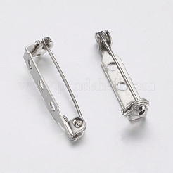 アイアン製ブローチパーツ  プラチナ  27x5x8mm  穴：2mm  ピン：0.5mm&nbsp;IFIN-G078-01P