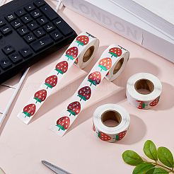 4ロールのコート紙粘着ステッカーロール  粘着ラベル  装飾結婚披露宴アクセサリー用  苺  23mm&nbsp;STIC-FH0001-27B