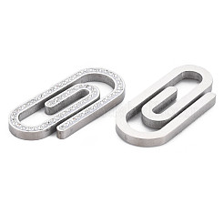 201ステンレススチールリンク  クリスタルラインストーン付き  ピン  ステンレス鋼色  35x16x3mm&nbsp;STAS-N095-40B-01P
